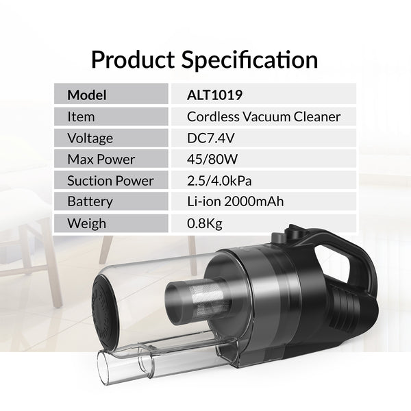 Eluxgo-ALT1019-Cordless-Vacuum Cleaner-Technical Features