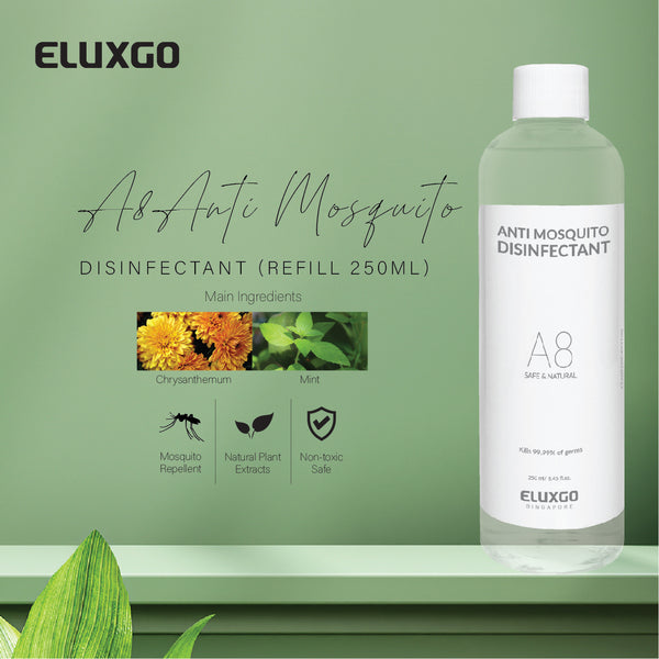 Eluxgo A8 Anti-Mosquito Disinfectant Refill 250ml Repels mosquitoes and insect bites