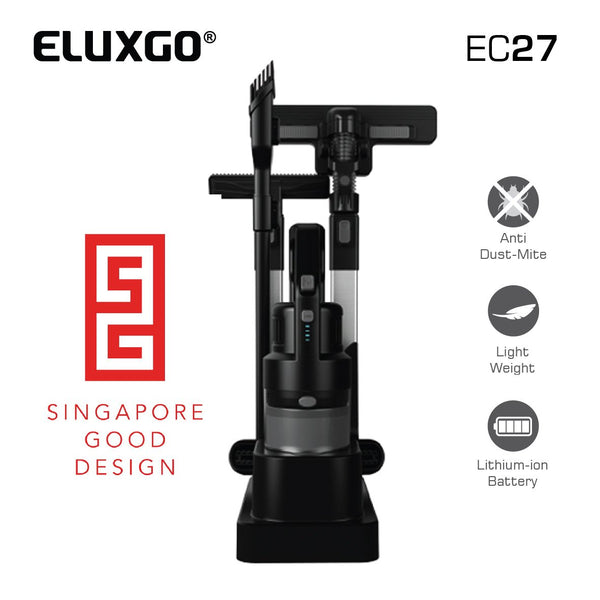 Eluxgo EC27 Cordless Vacuum Cleaner Black Anti Dust Mite 